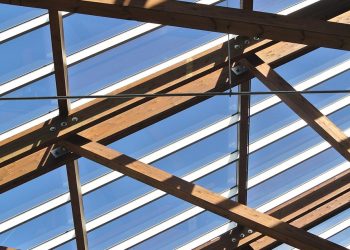 roof, skylight, building, architecture, window, metal, roofing, frame, sky, ceiling, beams, rafters, structural, nature, glass, blue window, blue frame, blue metal